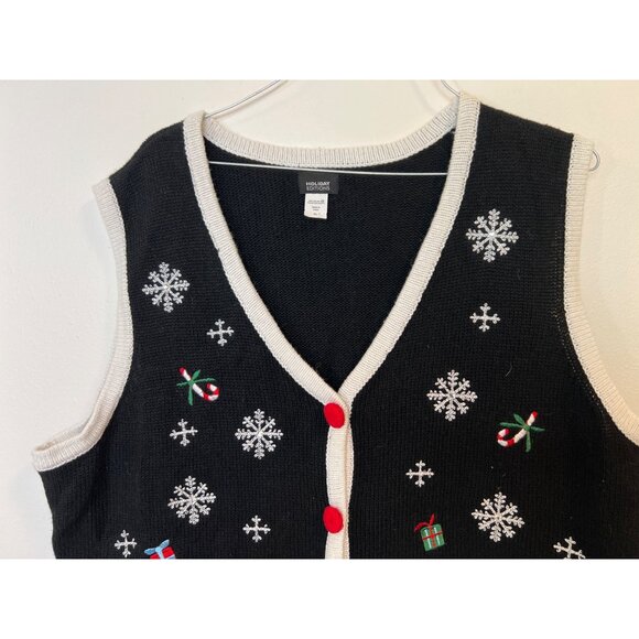 Holiday Editions Sweater Vest Christmas Snowman XL Snowflakes Trees Whimsical - Picture 4 of 8